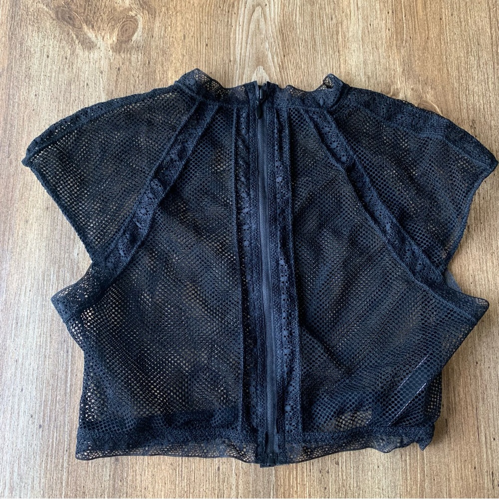 Victoria’s Secret Very Sexy Black Mesh Zip-Front Crop Top